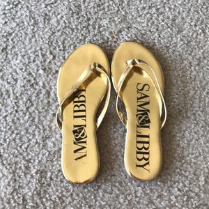 Gold Sam and Libby flip flops